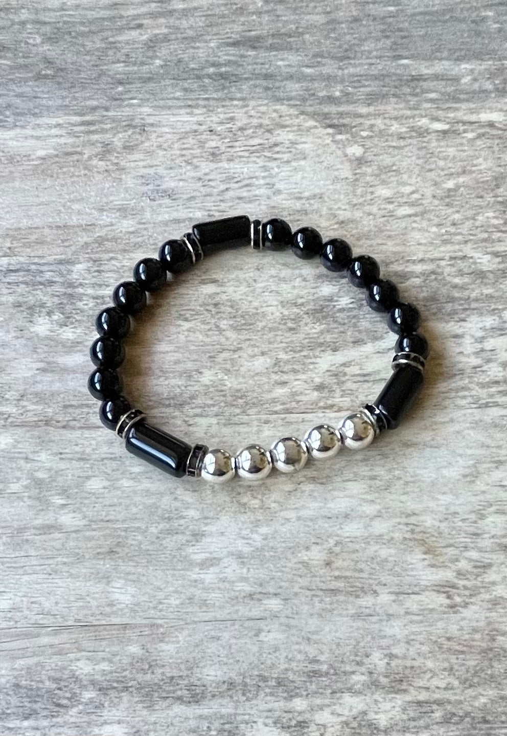 Obsidian & Hematite Gemstone Bracelet