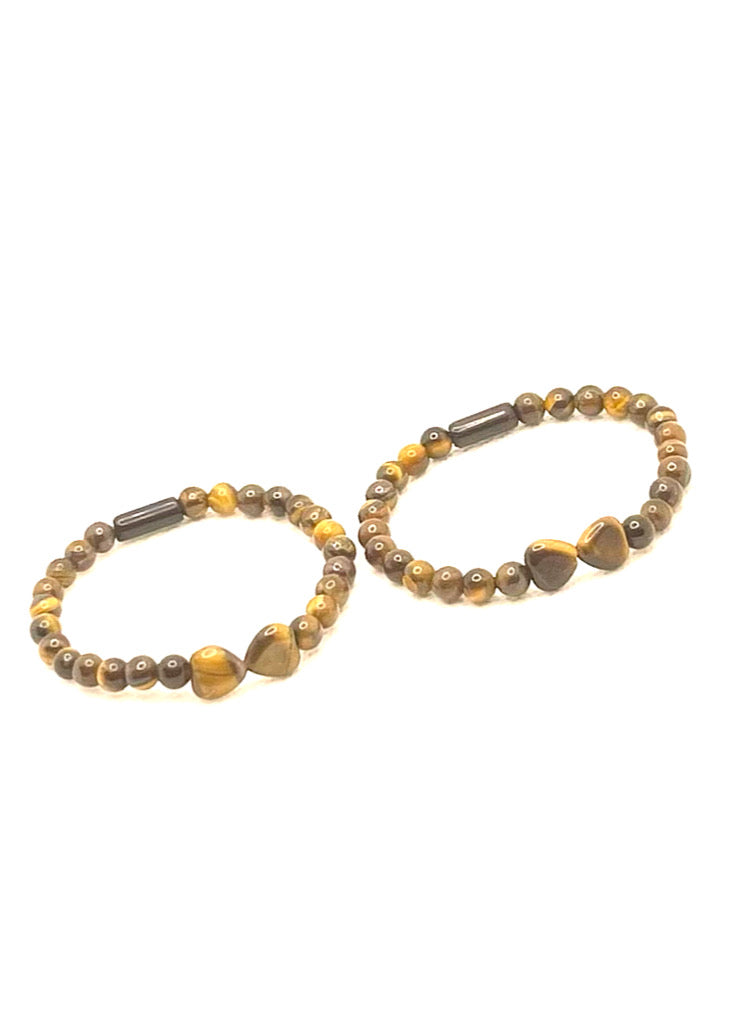 Tigers Eye Natural Heart Gemstone Bracelet