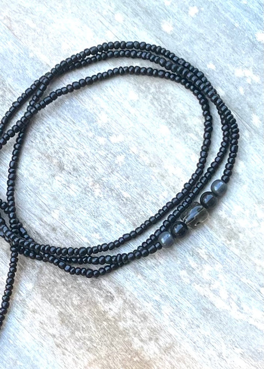 Black Obsidian & Hematite Gemstone Waist Bead